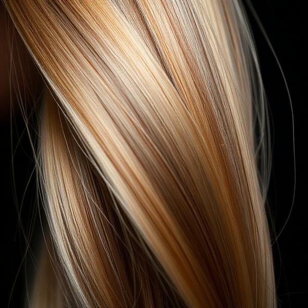 Glänzende Balayage in warmen Tönen